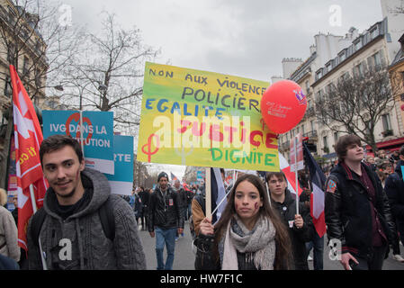 Paris: "laufen für die sechste Republik" mit Jean-Luc Mélenchon Stockfoto