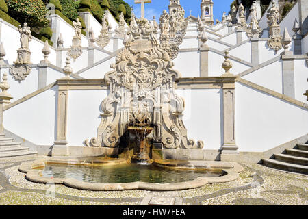 frontaler Treppe des Heiligtums von Bom Jesus Stockfoto