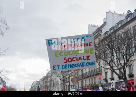 Paris: "laufen für die sechste Republik" mit Jean-Luc Mélenchon Stockfoto