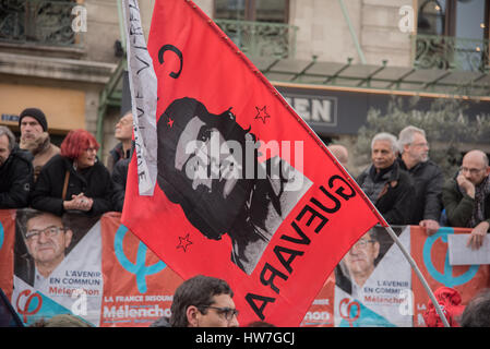 Paris: "laufen für die sechste Republik" mit Jean-Luc Mélenchon Stockfoto