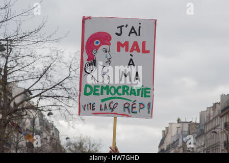 Paris: "laufen für die sechste Republik" mit Jean-Luc Mélenchon Stockfoto