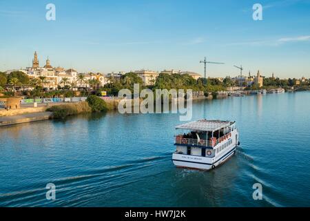 Spanien, Andalusien, Sevilla, Ausflüge mit dem Boot auf das Becken des Guadalquivir Stockfoto