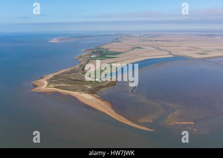 Frankreich, Vendee, L'Aiguillon-Sur-Mer, Pointe d'Arcay und Pointe de Aiguillon (Luftbild) Stockfoto