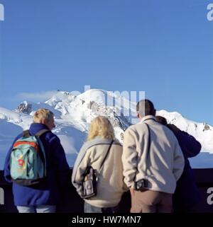 Frankreich, Haute Savoie, Chamonix, der Mont Blanc (4807 m)-Blick von der Aiguille du Midi (3842 m) Stockfoto