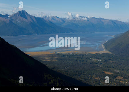 Turnagain Arm von Alyeska Skigebiet, Girdwood, AK Stockfoto