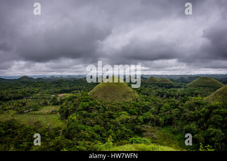 Beeindruckende und berühmte Schokolade Berge der Insel Bohol, Philippinen. Stockfoto