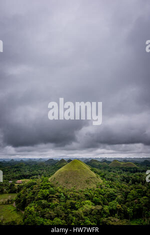 Beeindruckende und berühmte Schokolade Berge der Insel Bohol, Philippinen. Stockfoto