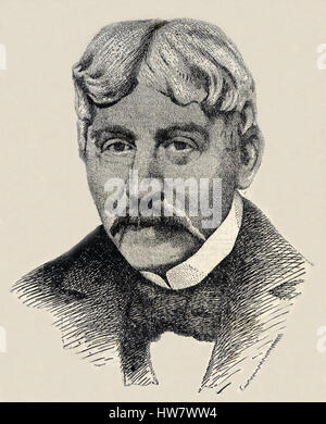 Francis Bret Harte (1836-1902). US-amerikanischer Schriftsteller und Dichter des kalifornischen Goldrausches. Porträt. Gravur 19. Jh. Stockfoto