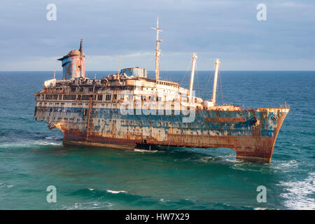 SS American Star Schiffbruch auf Fuerteventura, Kanarische Inseln, Spanien Stockfoto