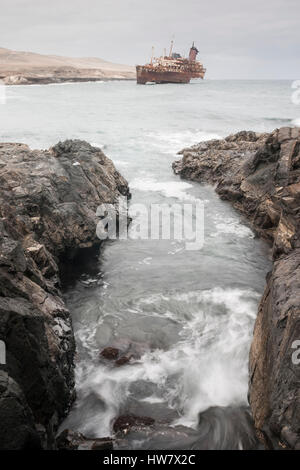 SS American Star Schiffbruch auf Fuerteventura, Kanarische Inseln, Spanien Stockfoto