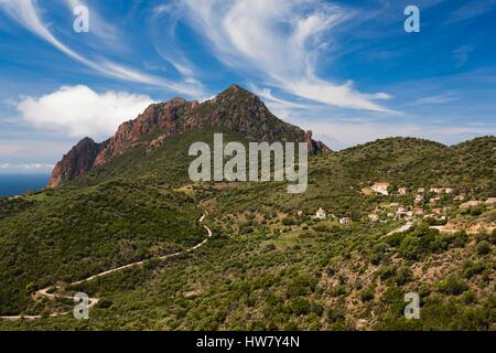 Frankreich, Corse-du-Sud, Korsika West Coast Region, Golfe de Girolata Golf, erhöht, Ansicht Stockfoto