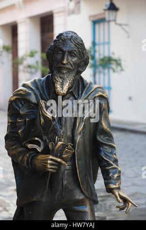 Kuba, Havanna, Havanna Vieja, Plaza de San Francisco de Asis, Statue von El Caballero de Paris Stockfoto
