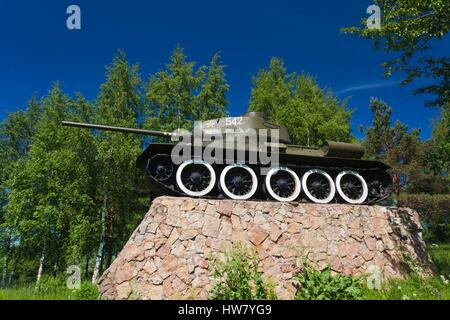 Russland, Oblast Nowgorod, Staraya Russa, zweiten Weltkrieg Stadt Befreiung Tank Denkmal Stockfoto