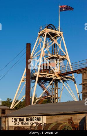 Australien, Victoria, Bendigo, zentrale Deborah Goldmine, Aufzug-Turm Stockfoto