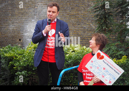 London, UK. 18. März 2017. Greg Hände Parlamentsmitglied für Chelsea und Fulham und Minister für internationalen Handel beginnt der März mit eine mitreißende Rede. Bildnachweis: Brian Minkoff/Alamy Live-Nachrichten Stockfoto