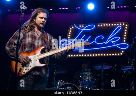 Spicewood, Texas, USA. 16. März 2017. LUKAS NELSON führt zu Glück Reunion, eine jährliche Musik-Event anlässlich Willies Nelson Ranch bei SXSW. Bildnachweis: Rustin Gudim/ZUMA Wire/ZUMAPRESS.com/Alamy Live-Nachrichten Stockfoto