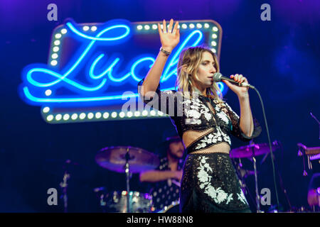 Spicewood, Texas, USA. 16. März 2017. LILY MEOLA führt zu Glück Reunion, eine jährliche Musik-Event anlässlich Willies Nelson Ranch bei SXSW. Bildnachweis: Rustin Gudim/ZUMA Wire/ZUMAPRESS.com/Alamy Live-Nachrichten Stockfoto