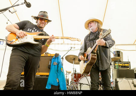 Spicewood, Texas, USA. 16. März 2017. Texas-Sängerin, RAY WYLIE HUBBARD, führt an Glück Wiedervereinigung während SXSW. Bildnachweis: Rustin Gudim/ZUMA Wire/ZUMAPRESS.com/Alamy Live-Nachrichten Stockfoto