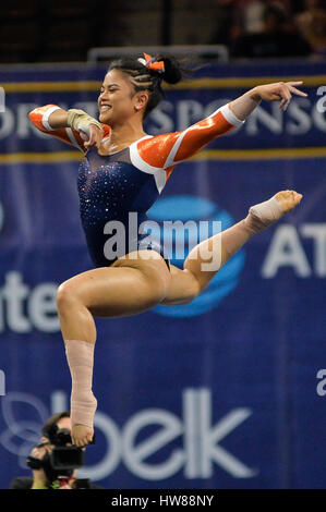 Jacksonville, FL, USA. 18. März 2017. Universität von Auburn Turnerin MJ ROTT am Boden die Jacksonville Veterans Memorial Arena in Jacksonville, FL. Credit konkurriert: Amy Sanderson/ZUMA Draht/Alamy Live News Stockfoto
