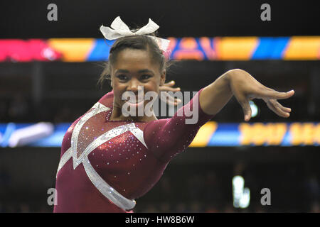 Jacksonville, FL, USA. 18. März 2017. Universität von Alabama Turnerin KIANA WINSTON am Boden die Jacksonville Veterans Memorial Arena in Jacksonville, FL. Credit konkurriert: Amy Sanderson/ZUMA Draht/Alamy Live News Stockfoto