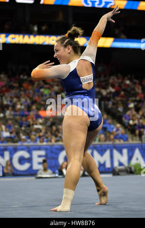 Jacksonville, FL, USA. 18. März 2017. Universität von Florida Turnerin AMELIA HUNDLEY am Boden die Jacksonville Veterans Memorial Arena in Jacksonville, FL. Credit konkurriert: Amy Sanderson/ZUMA Draht/Alamy Live News Stockfoto