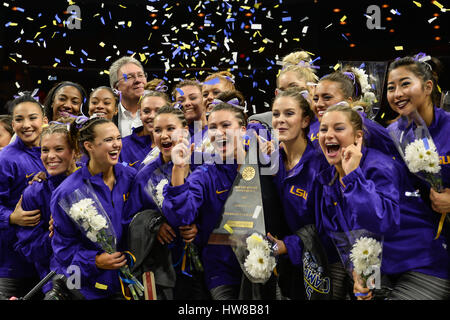 Jacksonville, FL, USA. 18. März 2017. Der Louisiana State University feiert Titelgewinn der SEC die Jacksonville Veterans Memorial Arena in Jacksonville, FL. Credit: Amy Sanderson/ZUMA Draht/Alamy Live News Stockfoto