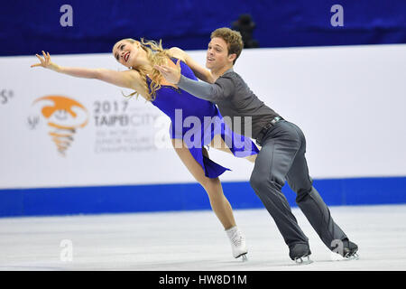 Taipei, Taiwan. 18. März 2017. Rachel Parsons & Michael Parson (USA) Eiskunstlauf: ISU World Junior Figure Skating Championships, Eis Tanz Ausdruckstanz in Taipei Arena in Taipei, Taiwan. Bildnachweis: AFLO SPORT/Alamy Live-Nachrichten Stockfoto