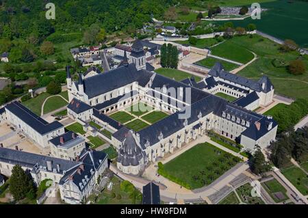 Frankreich, Maine et Loire, Fontevraud l ' Abbaye, Loire-Tal aufgeführt als Weltkulturerbe der UNESCO, der Abtei (Luftbild) Stockfoto