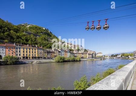 Frankreich, Isere, Grenoble, die Seilbahn oder die Bläschen, die erste urbane Seilbahn der Welt Stockfoto
