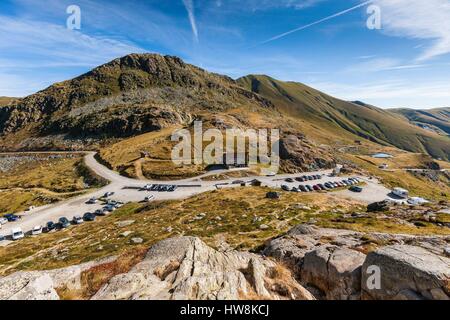 Frankreich, Savoyen, Maurienne-Tal, die Sicht der Col De La Croix de Fer, Hintergrund Belledonne Stockfoto