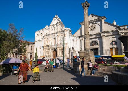 Guatemala, Escuintla, Quetzaltenango Xela oder Abteilung ist die zweitgrößte Stadt Guatemalas (alt: 2333 m), Fassade der alten Kathedrale des Heiligen Geistes (1532) Stockfoto