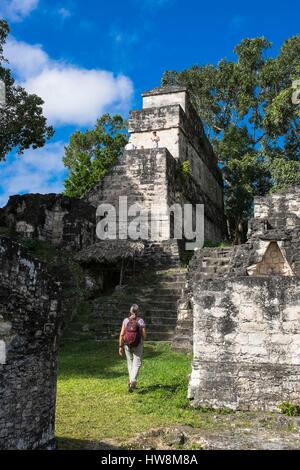 Guatemala, Petén Abteilung, Tikal Nationalpark, ein UNESCO-World Heritage Site Tempel Acropole centrale Stockfoto