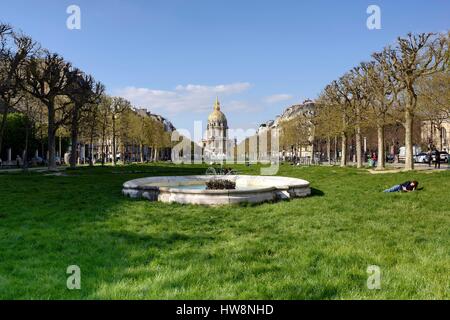 Frankreich, Paris, Bereich aufgeführt als Weltkulturerbe der UNESCO, Invalides District, Erholungsgebiet in Paris an der Ecole Militaire Stockfoto