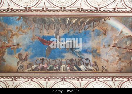 Kuba, Havanna, Ciudad De La Habana Provinz Centro Habana District, Decke des Salon de Los Espejos (Halle der Spiegel) im Museum der Revolution, ehemaligen Präsidentenpalast, gebaut im Jahre 1913 von den Architekten Paul Belau und Carlos nächstgelegenen Stockfoto