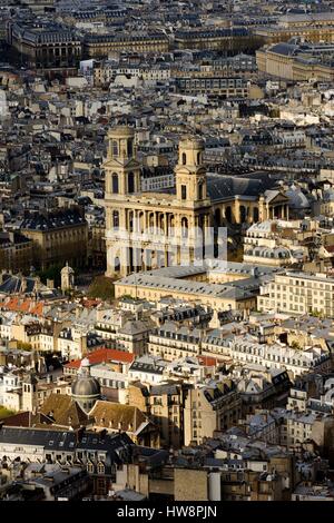 Frankreich, Paris, Saint-Sulpice Kirche gesehen von Montparnasse-Turm (Luftbild) Stockfoto