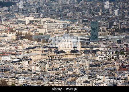 Frankreich, Paris, Le Pantheon von Designer Jacques-Germain Soufflot, La Bastille, Opera De La Bastille und der La Colonne de Juillet gesehen von Montparnasse-Turm (Luftbild) Stockfoto