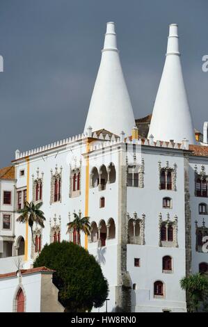 Portugal, Lisboa e Setubal Provinz Lissabon Region Sintra Stadt, National Palace (Palacio Nacional), einen königlichen Palast mit seinen Ursprung aus dem 15. Jahrhundert Stockfoto