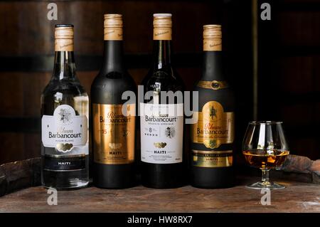 Haiti, Port au Prince, Barbancourt rum-Brennerei, Hauptprodukte Stockfoto