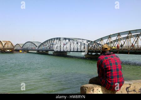 Senegal, Region Saint-Louis, Saint-Louis-du-Senegal, aufgeführt als Weltkulturerbe der UNESCO, die Faidherbe-Brücke Stockfoto