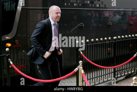 Burnley-Manager Sean Dyche kommt im Stadion des Lichts vor der Premier-League-Spiel im Stadion des Lichts, Sunderland. Stockfoto