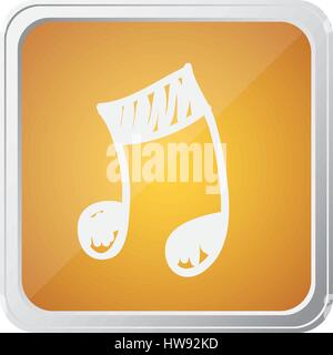 Taste der Musiknote mit gelben Hintergrund und von Hand gezeichnet Stock Vektor