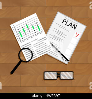 Wirtschaftliche Planung Vektor. Prognostizierten Investitionen Diagramm und Chart Profit Plan Illustration Stockfoto