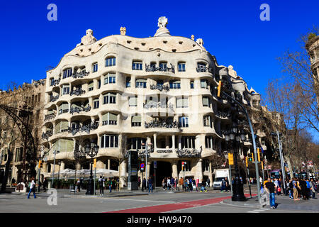 Antonio Gaudi hatte La Pedrera Appartementhaus, Barcelona, Katalonien, Spanien Stockfoto