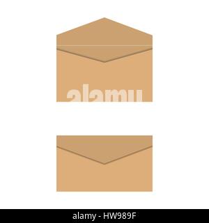 Eine Reihe von Post Umschläge gelbes Papier, isoliert auf weißem Hintergrund, offene und geschlossene, Vektor-Illustration. Stock Vektor