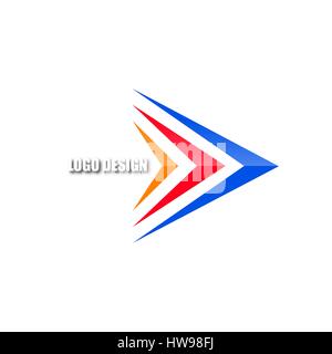 Logo-Schablone aus der Gruppe der farbigen Pfeile, helle abstrakte Symbol isoliert auf einem weißen Hintergrund, Vektor-Illustration. Stock Vektor