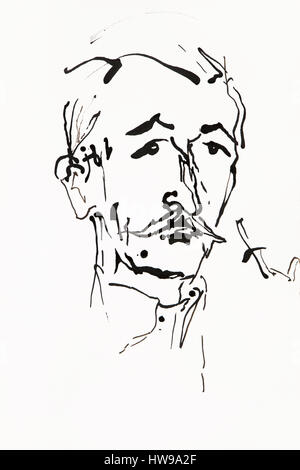 Portrait de William Faulkner (1897-1962), Ecrivain, romancier Americain - Abbildung von Ewa KLOS © Ewa KLOS/Opale Stockfoto