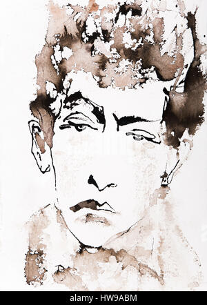 Porträt du Compositeur interpretieren Bob Dylan (Ne En 1941), Illustration von Ewa KLOS © Ewa KLOS/Opale Stockfoto