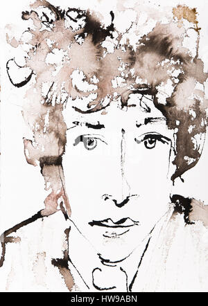 Porträt du Compositeur interpretieren Bob Dylan (Ne En 1941), Illustration von Ewa KLOS © Ewa KLOS/Opale Stockfoto