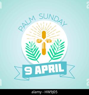 Kalender für jeden Tag. Grußkarte. Urlaub - Palmsonntag. Symbol in der linearen Stil Stock Vektor