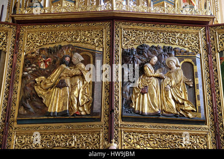 Treffen am Golden Gate, Visoitation der Jungfrau Maria, Maria am Berg-Kirche am 13. Dezember 2014 in Hallstatt, Österreich. Stockfoto